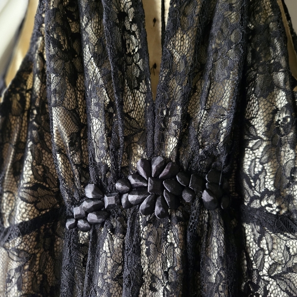 Esley Black Lace Halter Mini Dress Goth  ~ Medium Dark Romance - Picture 3 of 8